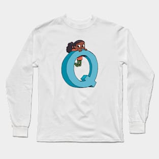 girl hanging on the capital letter Q Long Sleeve T-Shirt